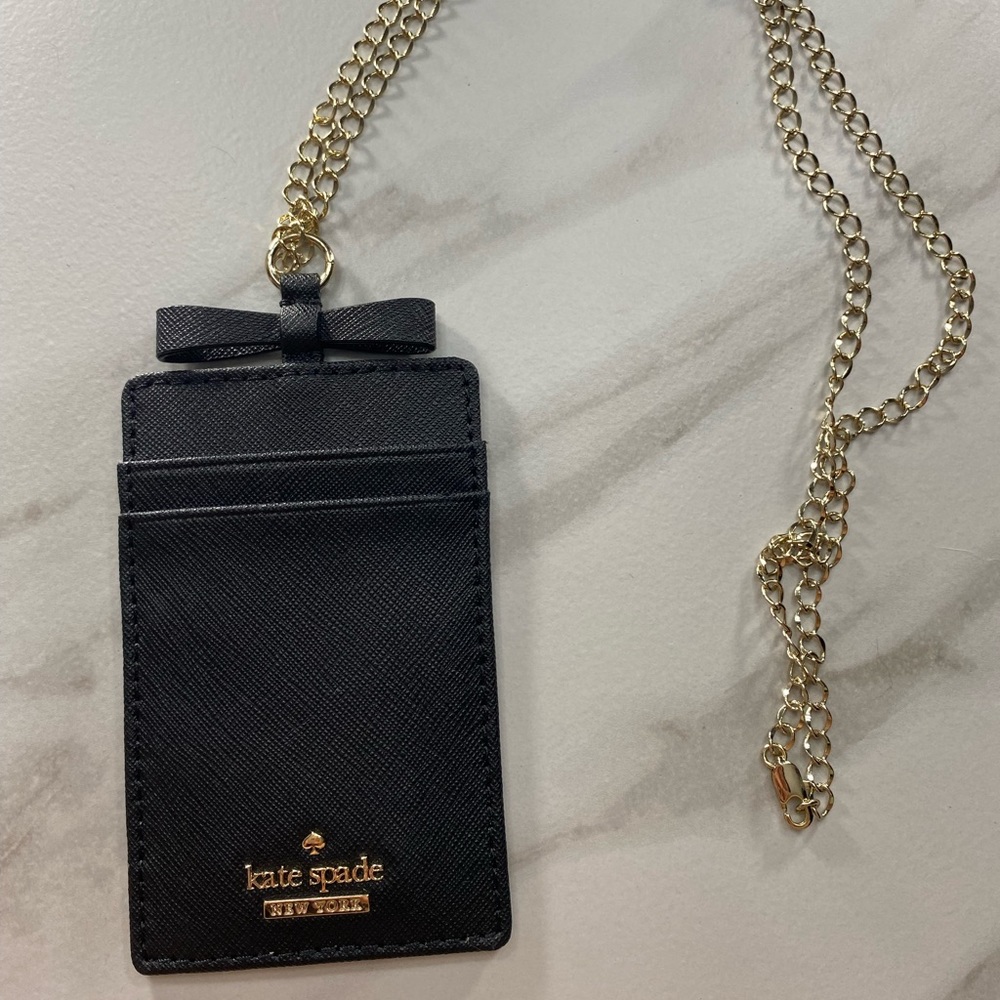 Kate Spade Black Leather ID Lanyard